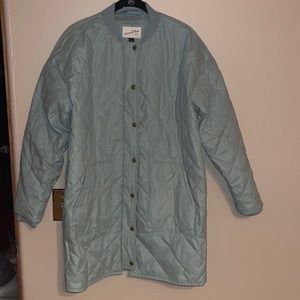 Long Light green puffer/quilted-bomber jacket